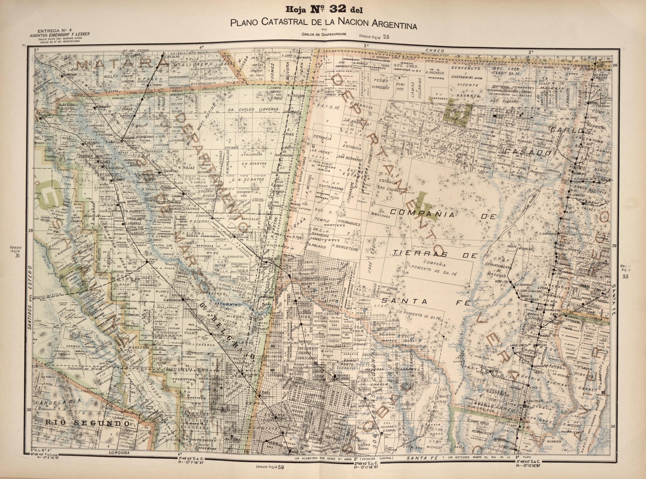 This old map of Plano Catastral De La Nacion Argentina, Hoja No. 32 from Argentina from 1901 was created by Carlos De Chapeaurouge in 1901