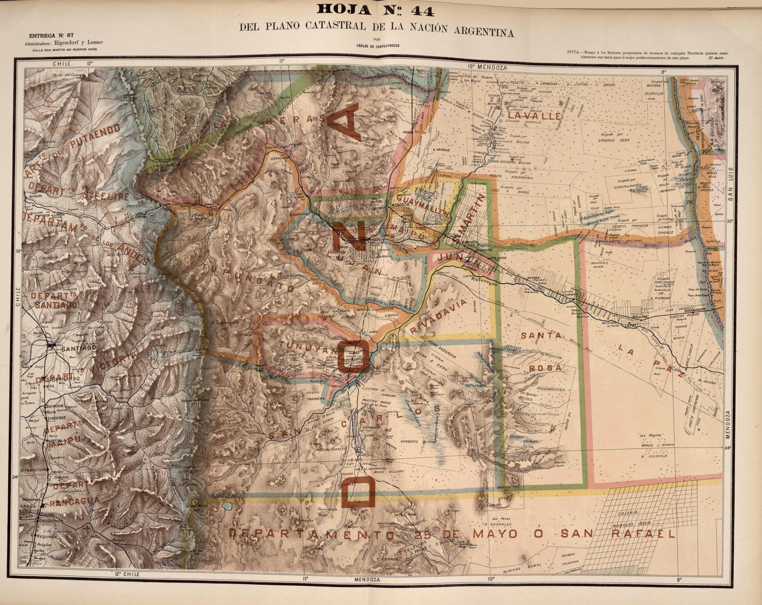 This old map of Plano Catastral De La Nacion Argentina, Hoja No. 44 from Argentina from 1901 was created by Carlos De Chapeaurouge in 1901