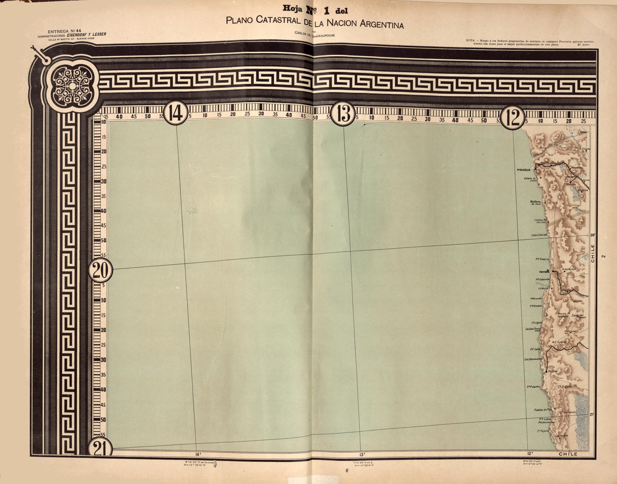 Plano Catastral De La Nacion Argentina, Hoja No. 1 from Argentina 1901 by Relic Map Company