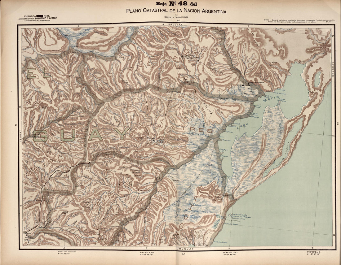 This old map of Plano Catastral De La Nacion Argentina, Hoja No. 48 from Argentina from 1901 was created by Carlos De Chapeaurouge in 1901