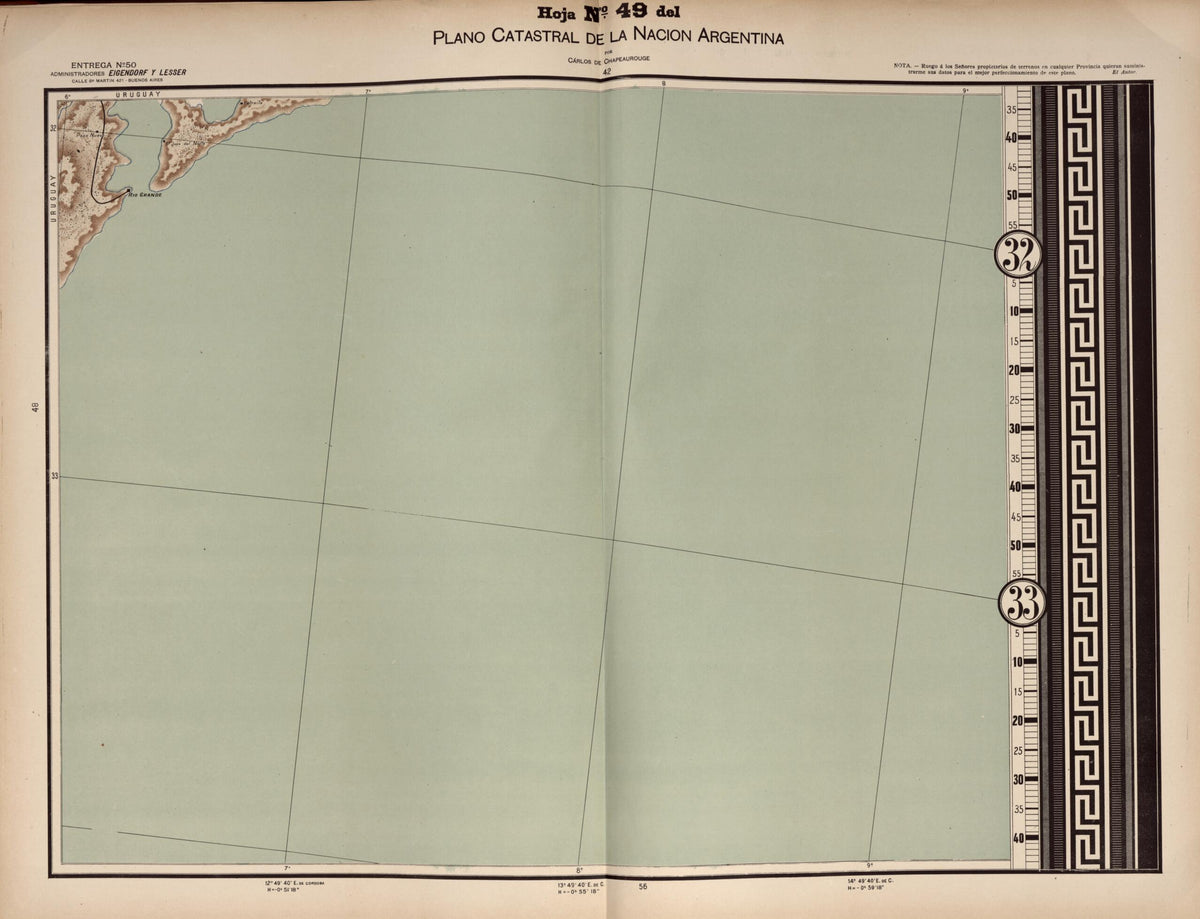 Plano Catastral De La Nacion Argentina, Hoja No. 49 from Argentina 1901 by Relic Map Company