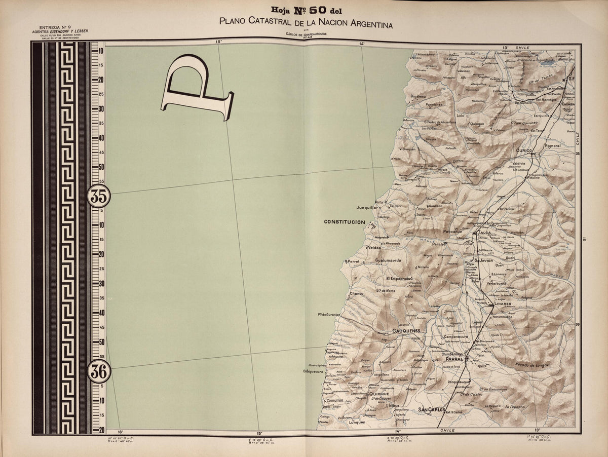 Plano Catastral De La Nacion Argentina, Hoja No. 50 from Argentina 1901 by Relic Map Company