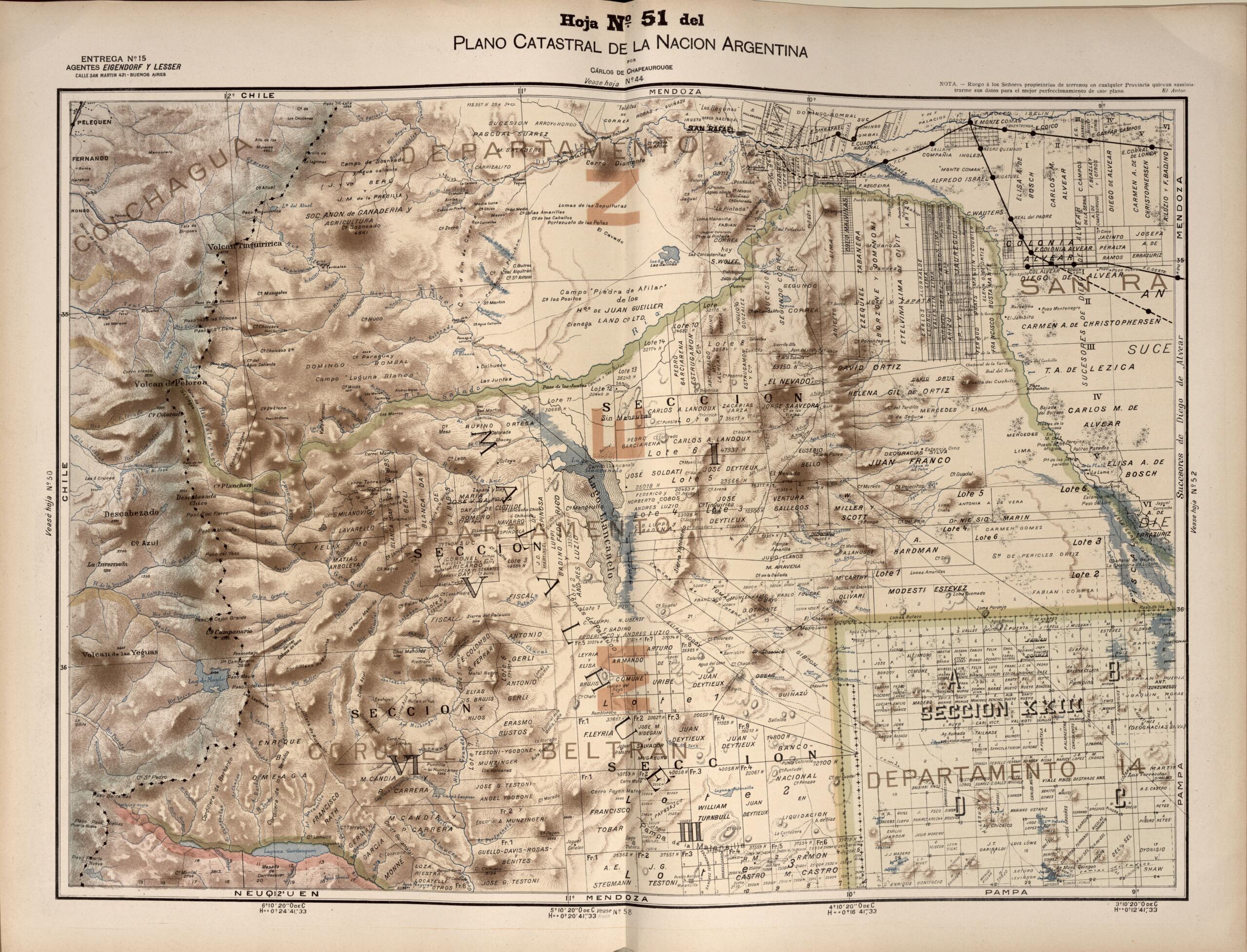 This old map of Plano Catastral De La Nacion Argentina, Hoja No. 51 from Argentina from 1901 was created by Carlos De Chapeaurouge in 1901