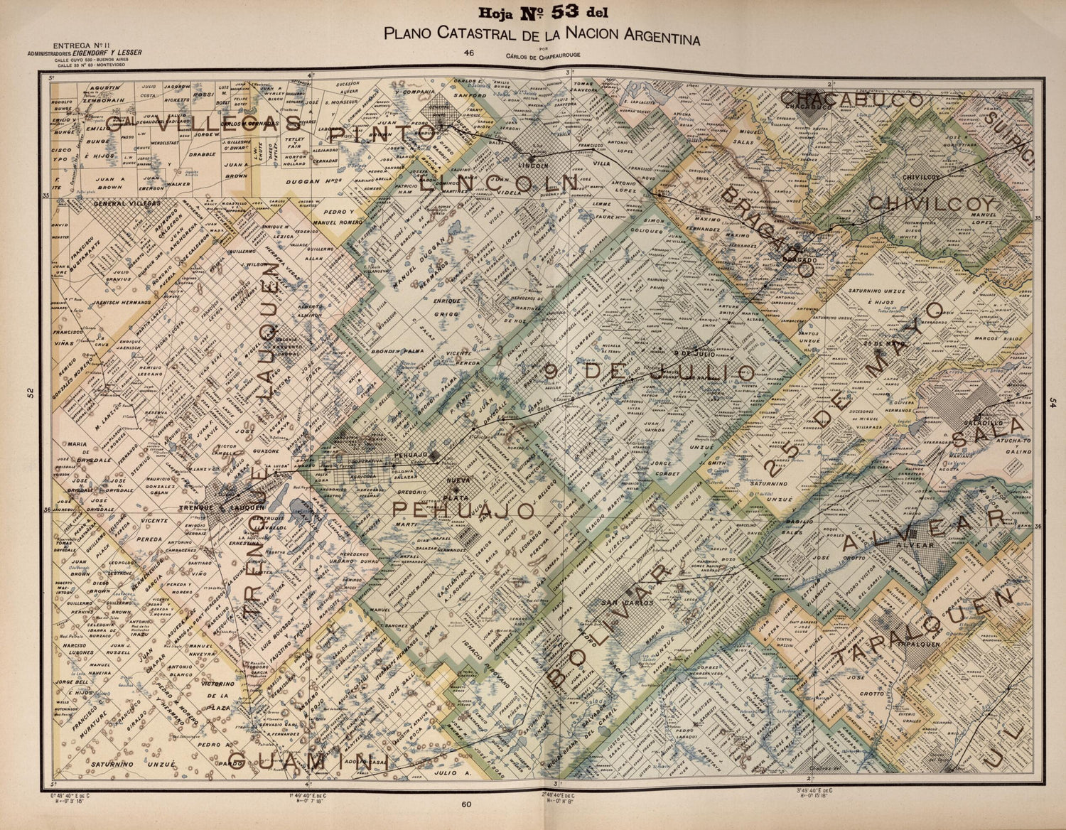 This old map of Plano Catastral De La Nacion Argentina, Hoja No. 53 from Argentina from 1901 was created by Carlos De Chapeaurouge in 1901