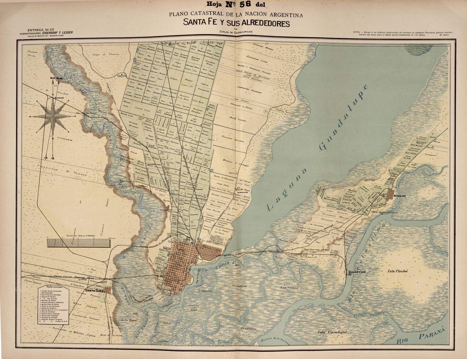 This old map of Plano Catastral De La Nacion Argentina, Hoja No. 56 from Argentina from 1901 was created by Carlos De Chapeaurouge in 1901