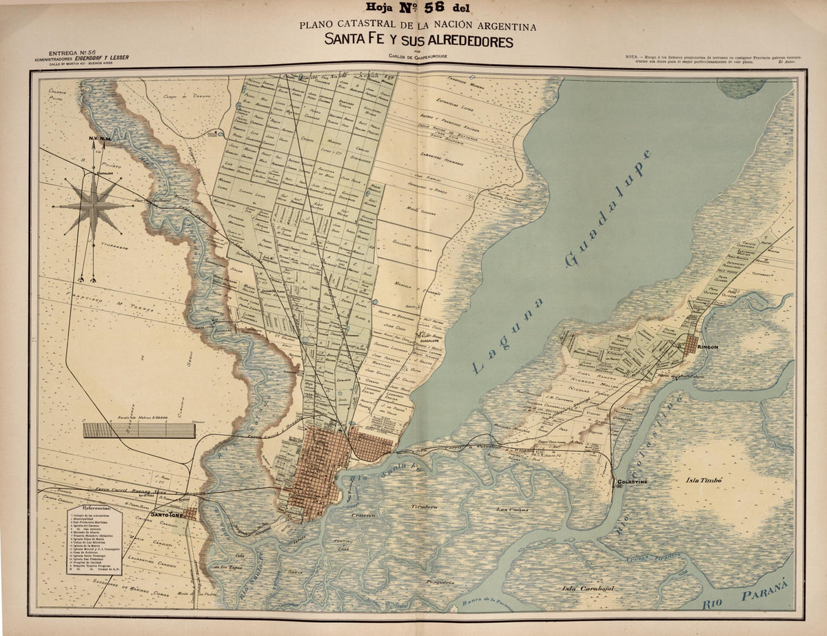 Plano Catastral De La Nacion Argentina, Hoja No. 56 from Argentina 1901 by Relic Map Company