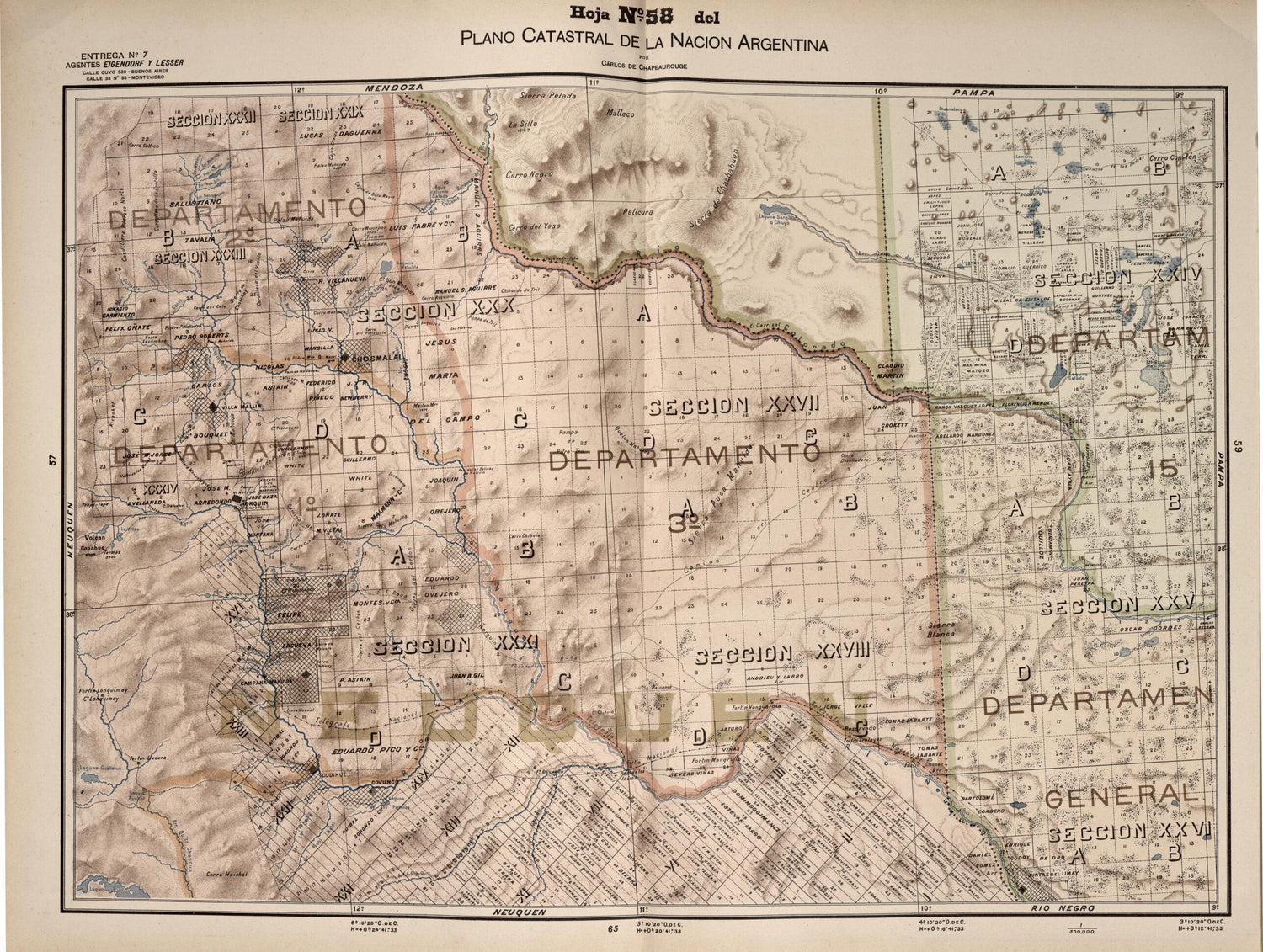 This old map of Plano Catastral De La Nacion Argentina, Hoja No. 58 from Argentina from 1901 was created by Carlos De Chapeaurouge in 1901