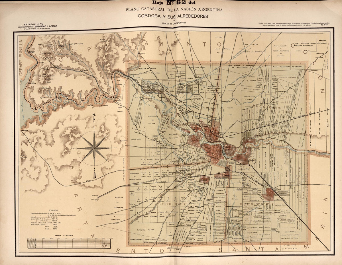 Plano Catastral De La Nacion Argentina, Hoja No. 61 from Argentina 1901 by Relic Map Company