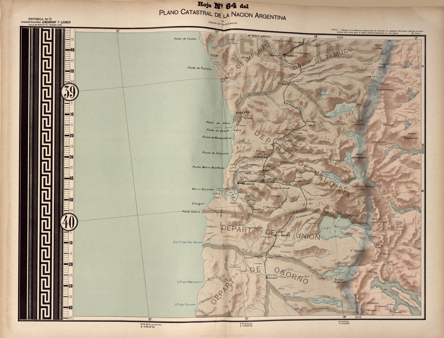 This old map of Plano Catastral De La Nacion Argentina, Hoja No. 64 from Argentina from 1901 was created by Carlos De Chapeaurouge in 1901