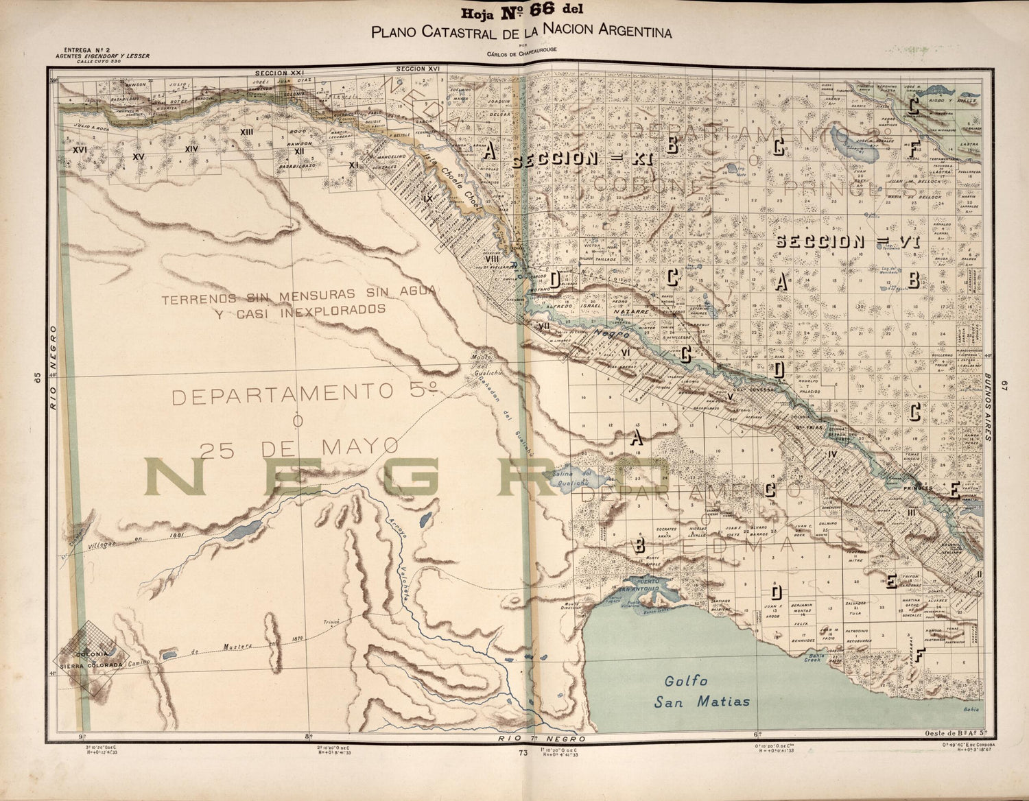 This old map of Plano Catastral De La Nacion Argentina, Hoja No. 66 from Argentina from 1901 was created by Carlos De Chapeaurouge in 1901