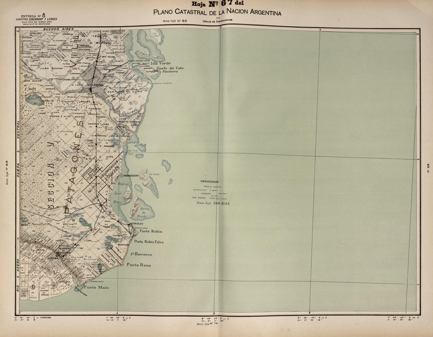 This old map of Plano Catastral De La Nacion Argentina, Hoja No. 67 from Argentina from 1901 was created by Carlos De Chapeaurouge in 1901