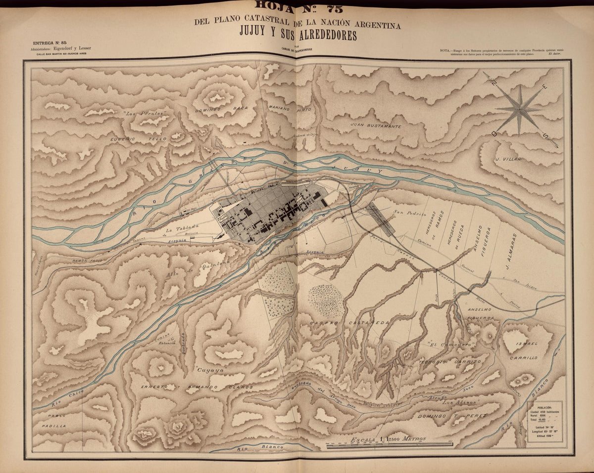 Plano Catastral De La Nacion Argentina, Hoja No. 75 from Argentina 1901 by Relic Map Company