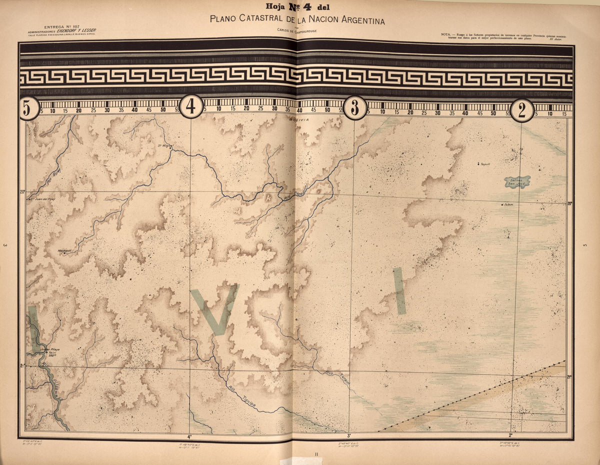 Plano Catastral De La Nacion Argentina, Hoja No. 4 from Argentina 1901 by Relic Map Company