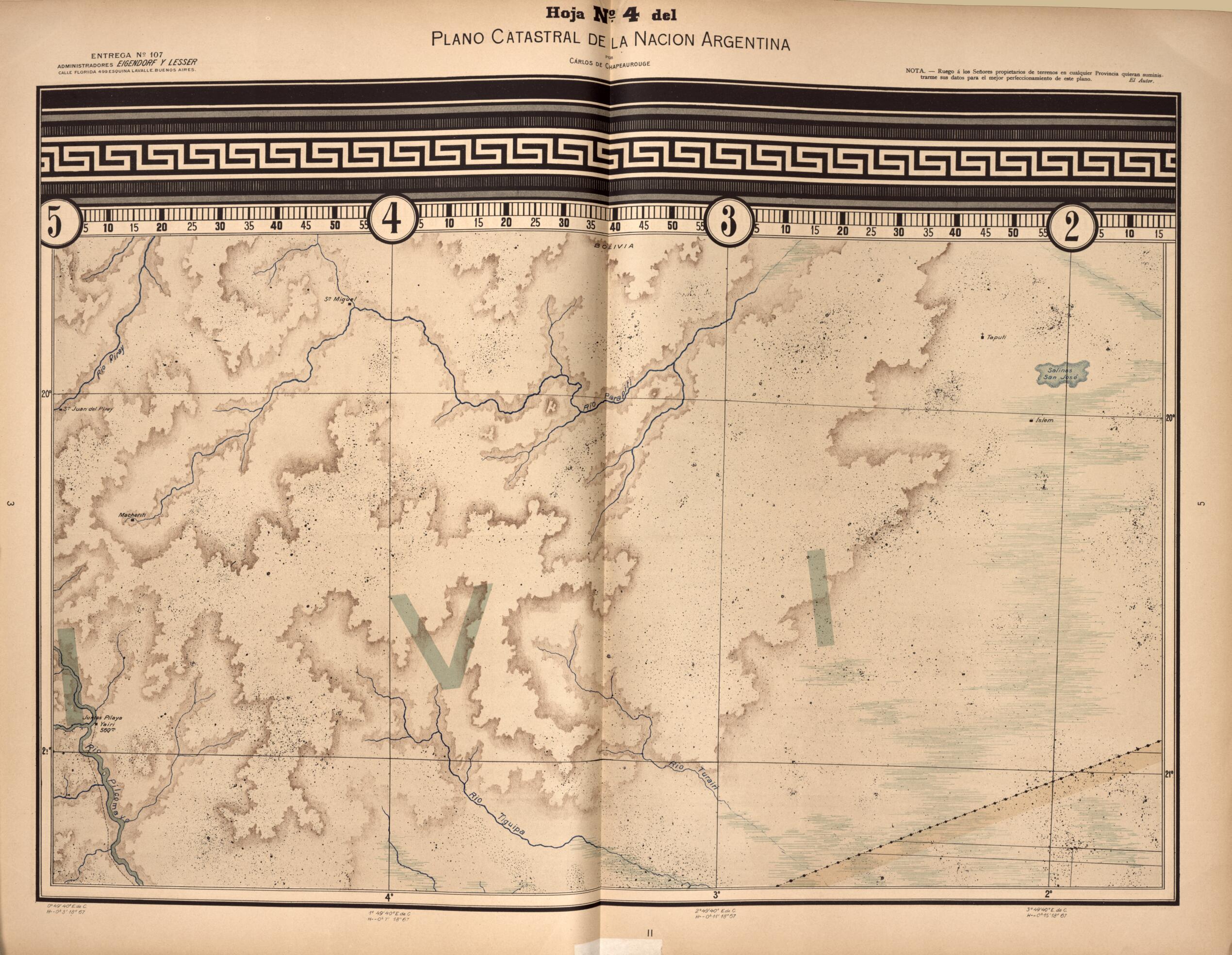 This old map of Plano Catastral De La Nacion Argentina, Hoja No. 4 from Argentina from 1901 was created by Carlos De Chapeaurouge in 1901