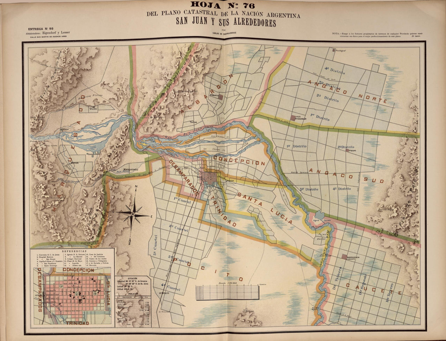 This old map of Plano Catastral De La Nacion Argentina, Hoja No. 76 from Argentina from 1901 was created by Carlos De Chapeaurouge in 1901