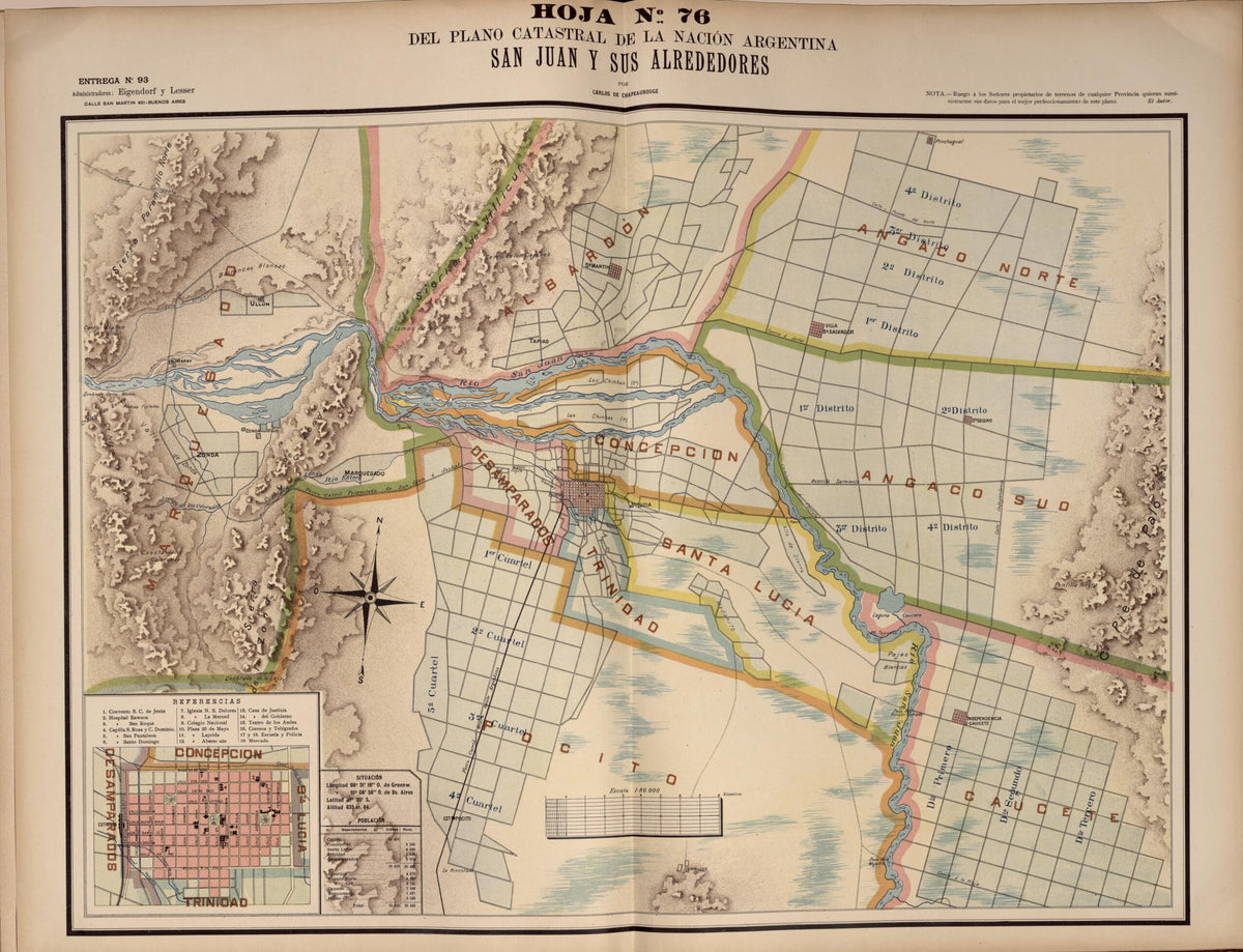 Plano Catastral De La Nacion Argentina, Hoja No. 76 from Argentina 1901 by Relic Map Company