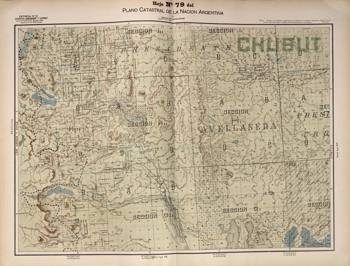 Plano Catastral De La Nacion Argentina, Hoja No. 79 from Argentina 1901 by Relic Map Company