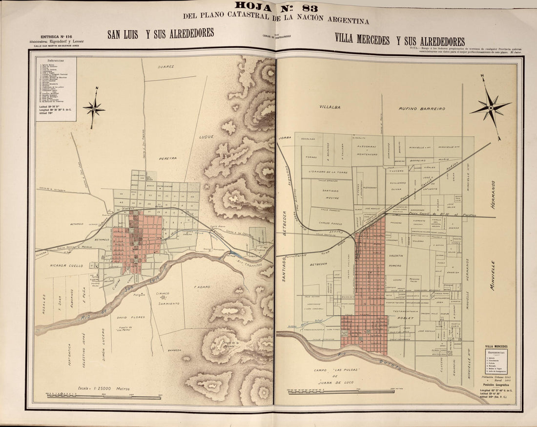 This old map of Plano Catastral De La Nacion Argentina, Hoja No. 83 from Argentina from 1901 was created by Carlos De Chapeaurouge in 1901