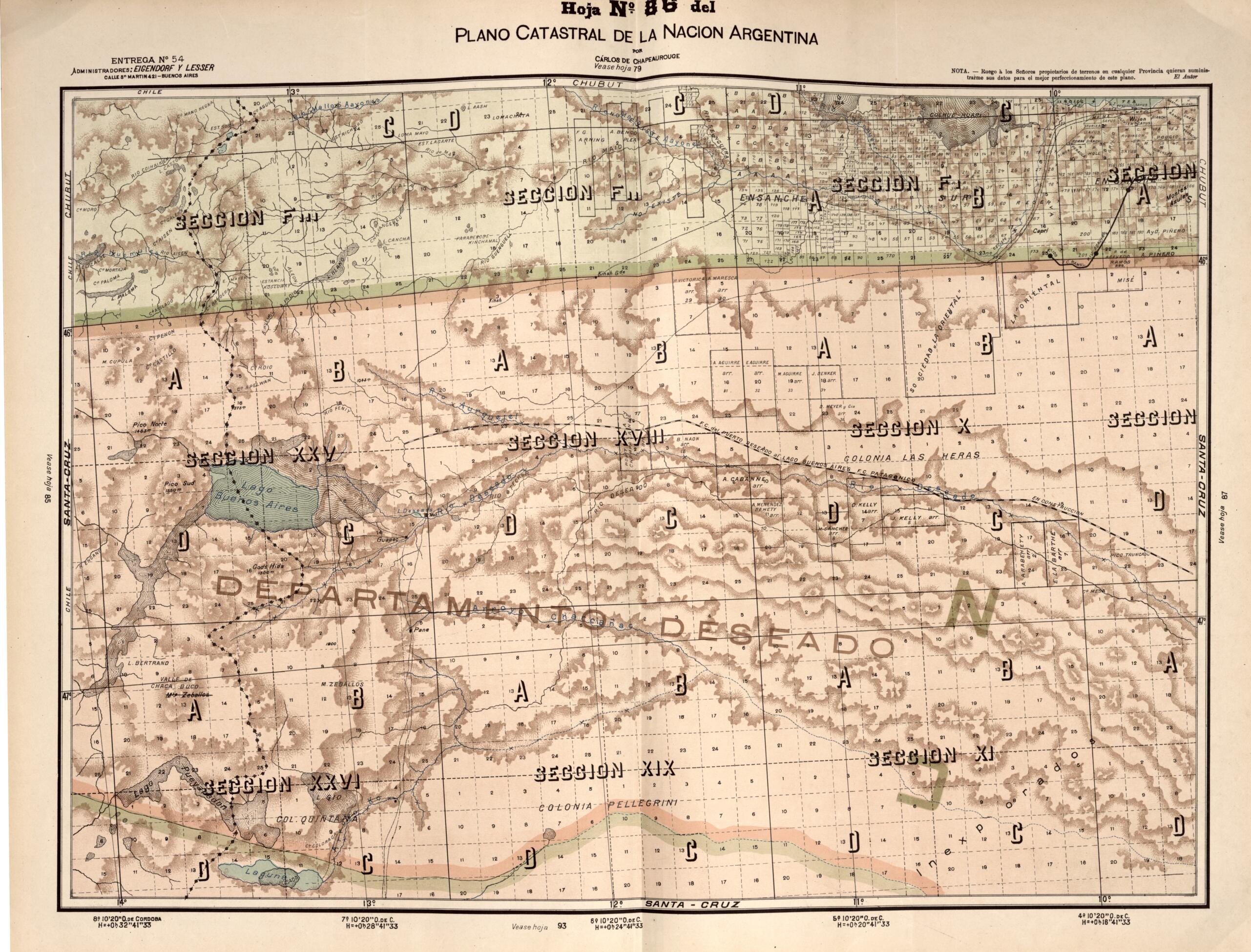 This old map of Plano Catastral De La Nacion Argentina, Hoja No. 86 from Argentina from 1901 was created by Carlos De Chapeaurouge in 1901