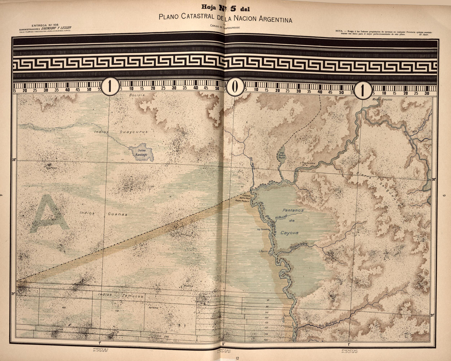 This old map of Plano Catastral De La Nacion Argentina, Hoja No. 5 from Argentina from 1901 was created by Carlos De Chapeaurouge in 1901