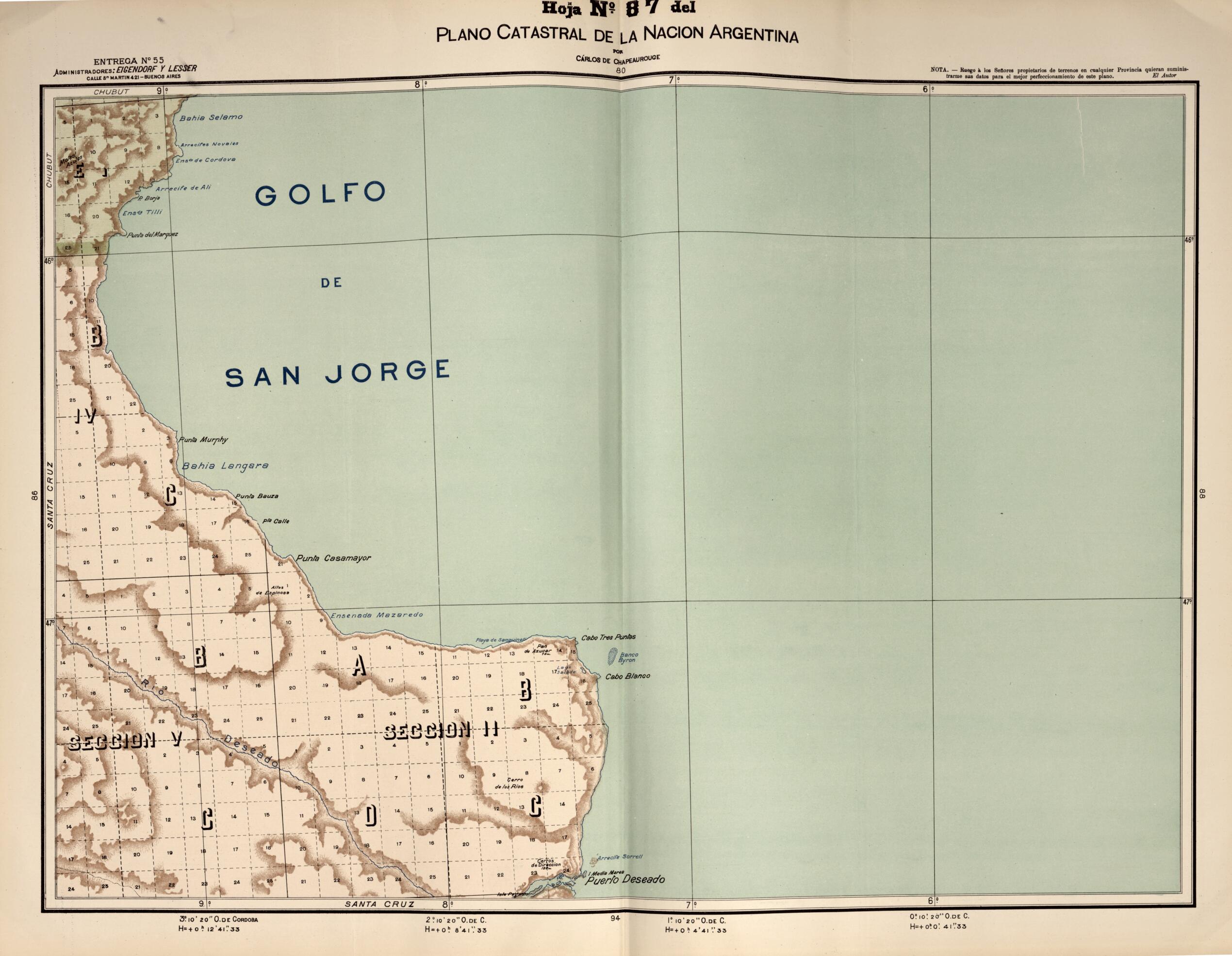 This old map of Plano Catastral De La Nacion Argentina, Hoja No. 87 from Argentina from 1901 was created by Carlos De Chapeaurouge in 1901