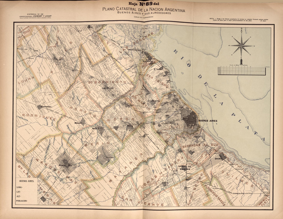 This old map of Plano Catastral De La Nacion Argentina, Hoja No. 89 from Argentina from 1901 was created by Carlos De Chapeaurouge in 1901