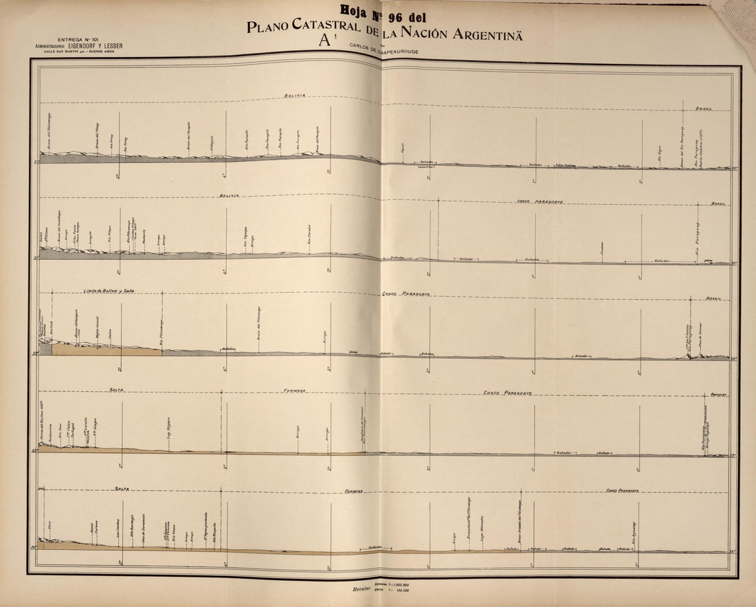 This old map of Plano Catastral De La Nacion Argentina, Hoja No. 96 from Argentina from 1901 was created by Carlos De Chapeaurouge in 1901