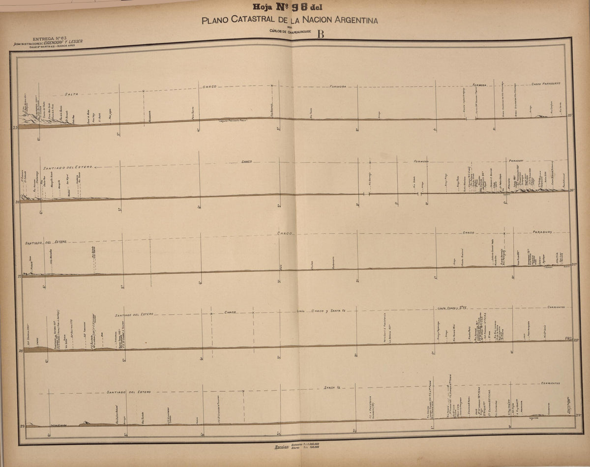 Plano Catastral De La Nacion Hoja No. 98 from República Argentina 1905 by Relic Map Company