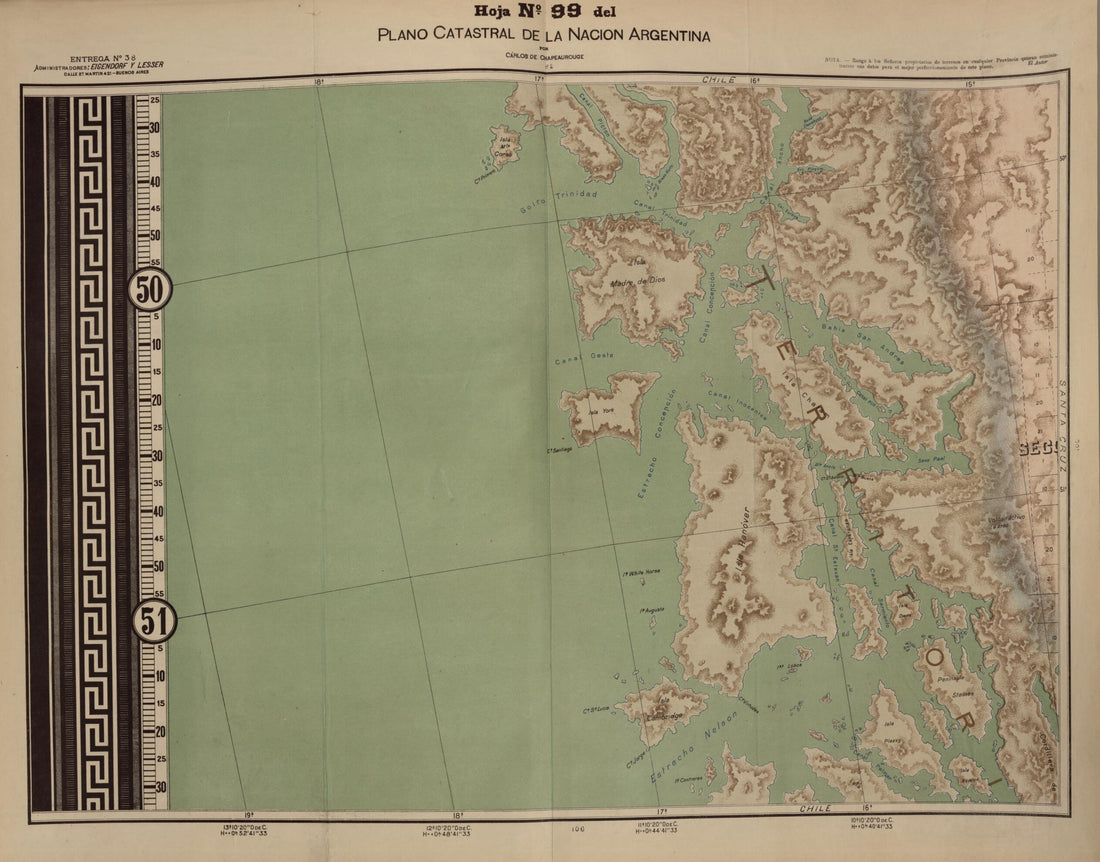 This old map of Plano Catastral De La Nacion Hoja No. 99 from República Argentina from 1905 was created by Carlos De Chapeaurouge in 1905