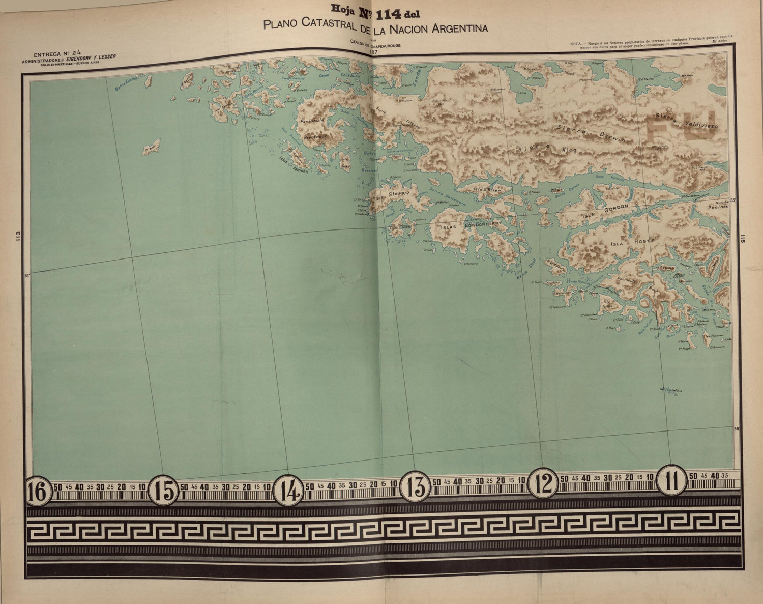 This old map of Plano Catastral De La Nacion Hoja No. 114 from República Argentina from 1905 was created by Carlos De Chapeaurouge in 1905