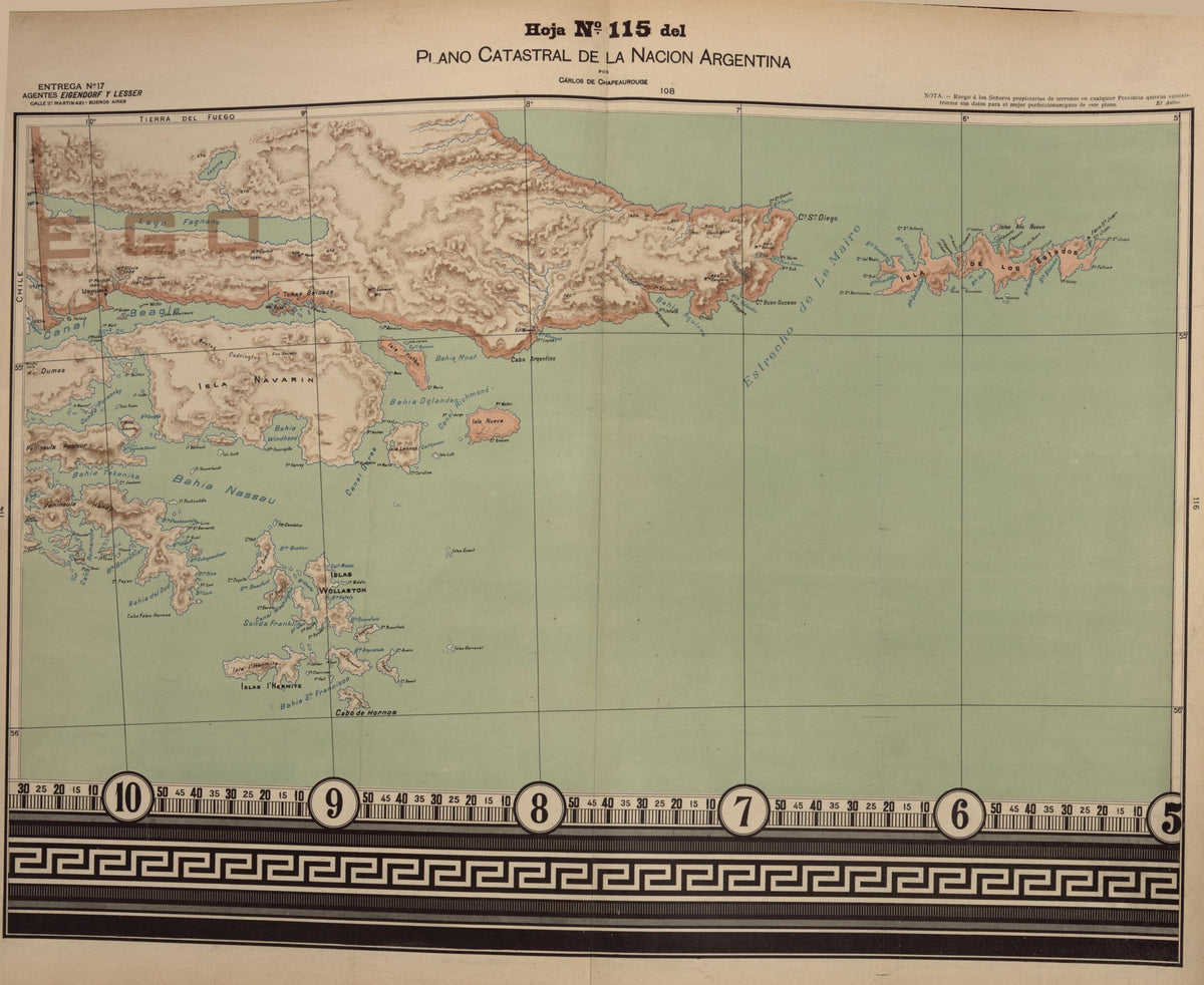 Plano Catastral De La Nacion Hoja No. 115 from República Argentina 1905 by Relic Map Company