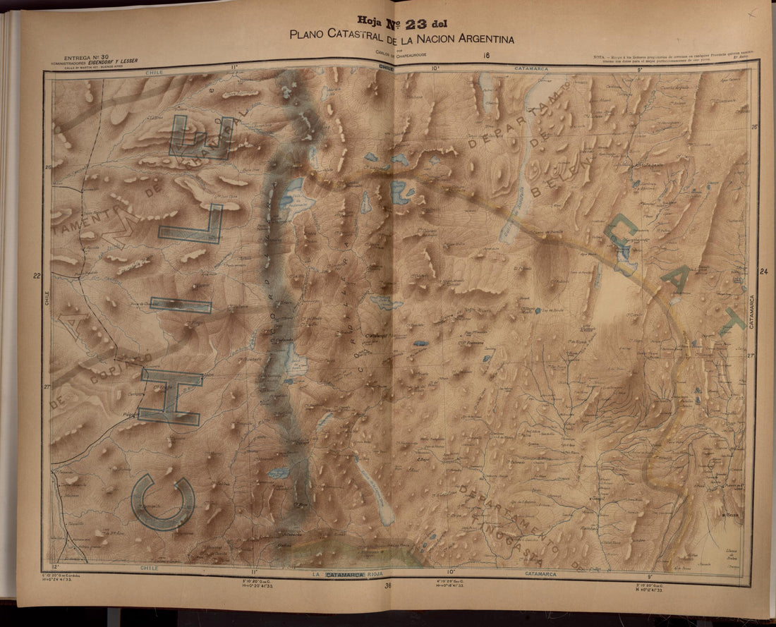 This old map of Plano Catastral De La Nacion Hoja No. 23 from República Argentina from 1905 was created by Carlos De Chapeaurouge in 1905