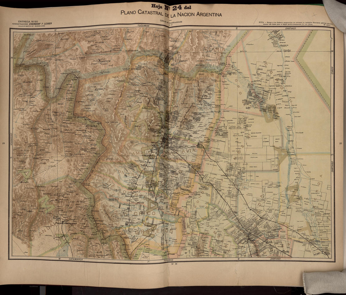 This old map of Plano Catastral De La Nacion Hoja No. 24 from República Argentina from 1905 was created by Carlos De Chapeaurouge in 1905