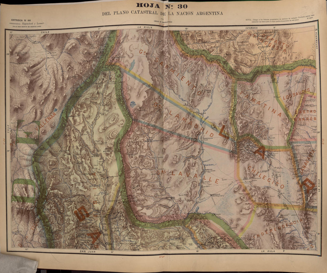 This old map of Plano Catastral De La Nacion Hoja No. 30 from República Argentina from 1905 was created by Carlos De Chapeaurouge in 1905