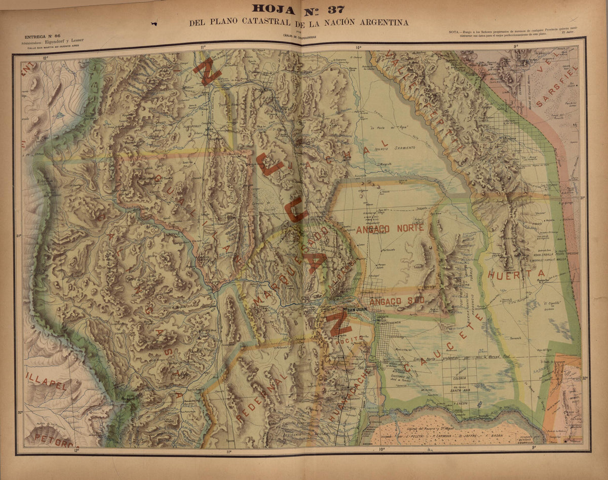 Plano Catastral De La Nacion Hoja No. 37 from República Argentina 1905 by Relic Map Company