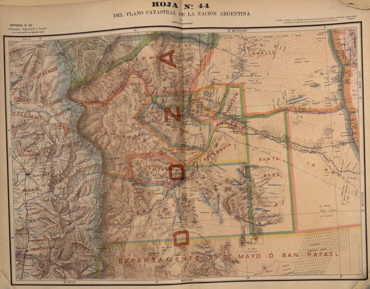 Plano Catastral De La Nacion Hoja No. 44 from República Argentina 1905 by Relic Map Company