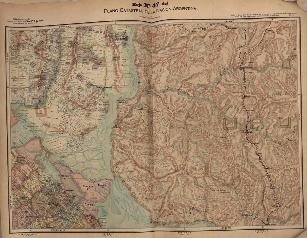Plano Catastral De La Nacion Hoja No. 47 from República Argentina 1905 by Relic Map Company