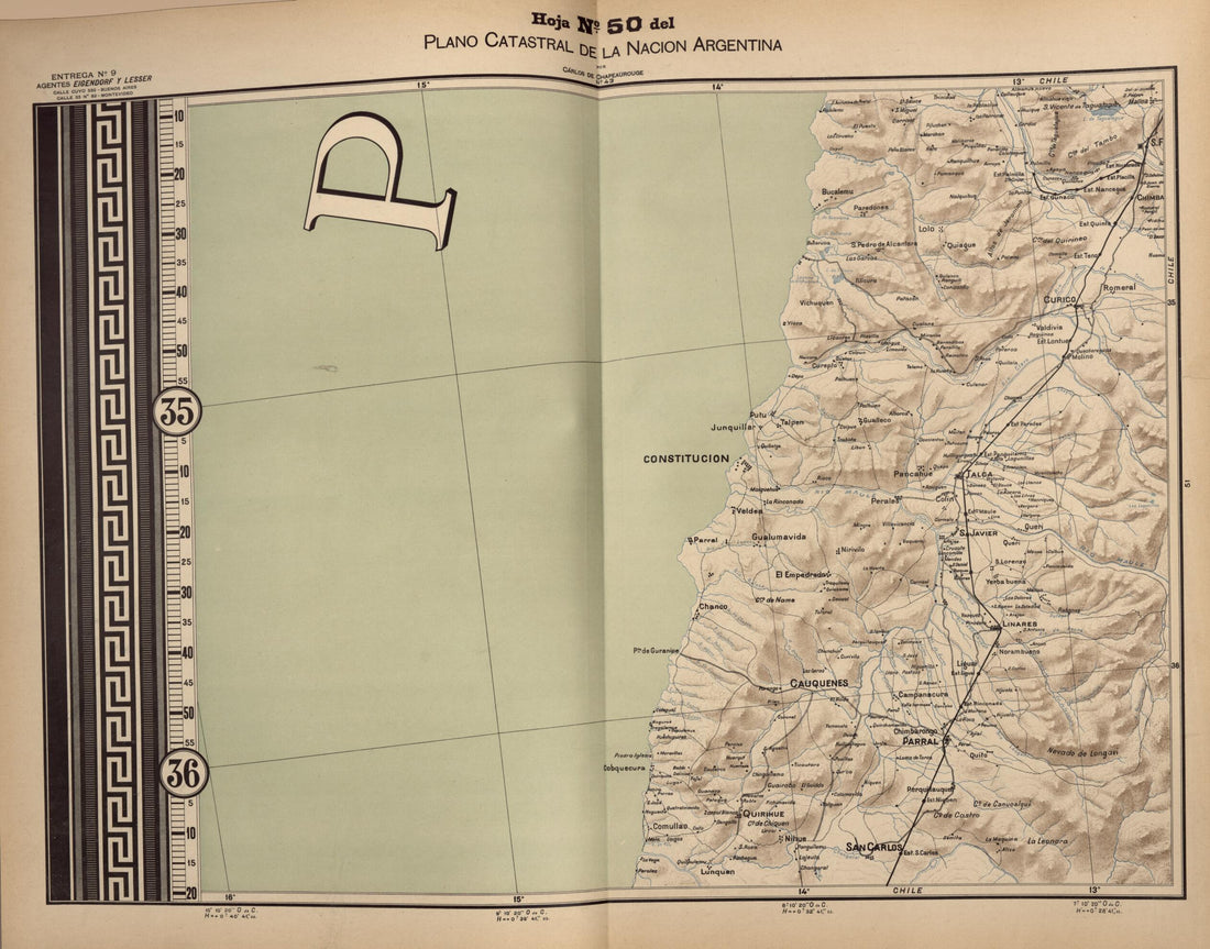 This old map of Plano Catastral De La Nacion Hoja No. 50 from República Argentina from 1905 was created by Carlos De Chapeaurouge in 1905