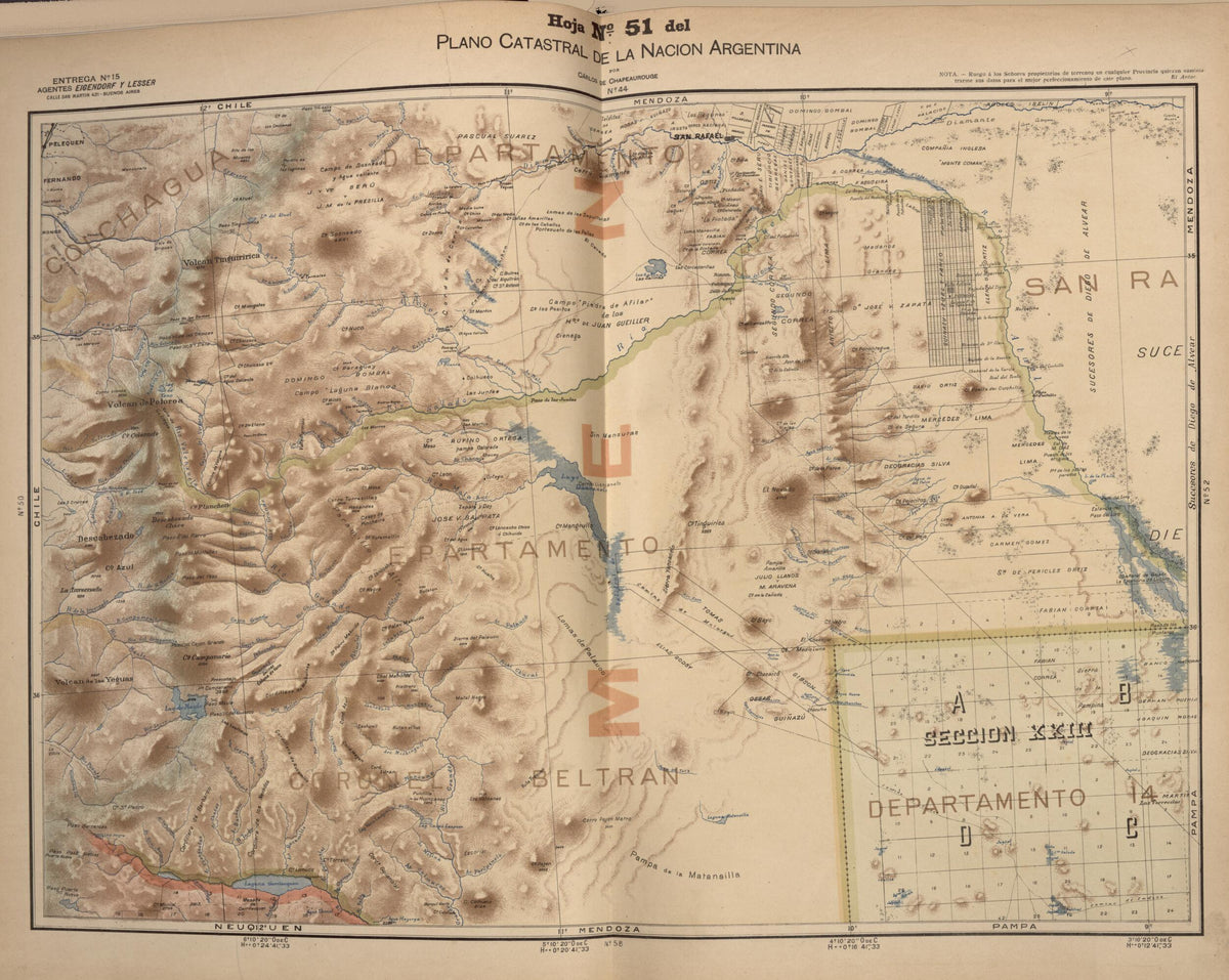 Plano Catastral De La Nacion Hoja No. 51 from República Argentina 1905 by Relic Map Company