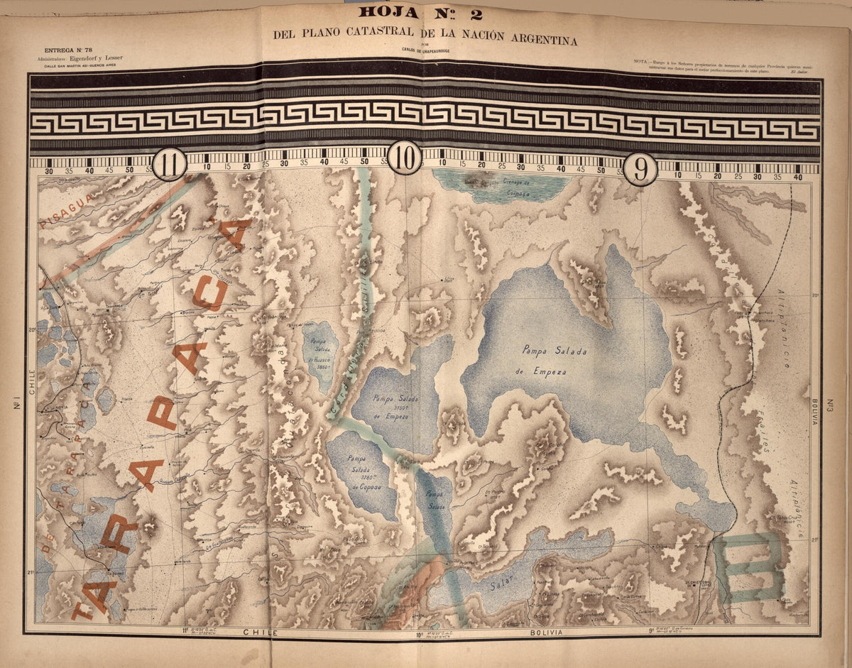 Plano Catastral De La Nacion Hoja No. 2 from República Argentina 1905 by Relic Map Company