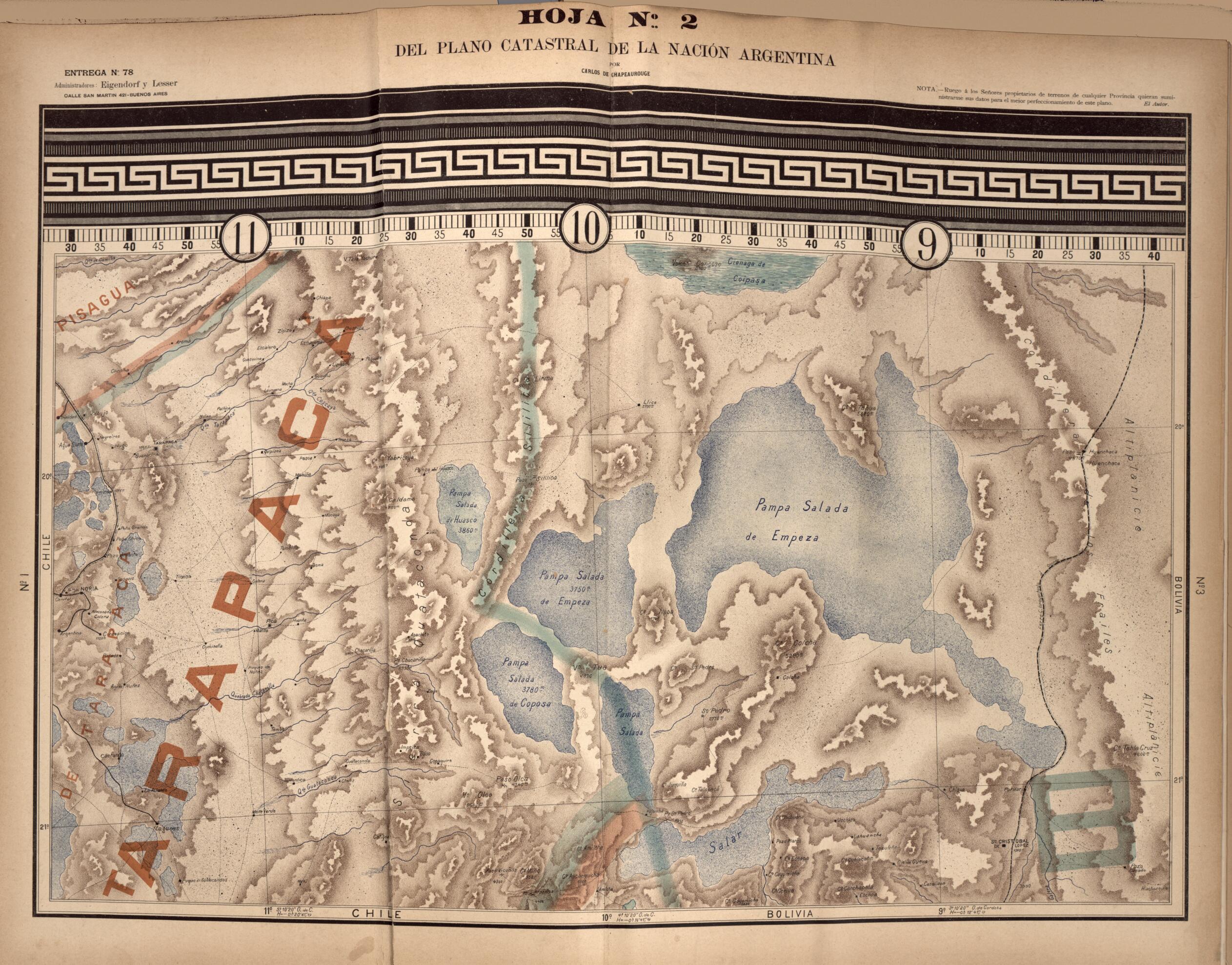 This old map of Plano Catastral De La Nacion Hoja No. 2 from República Argentina from 1905 was created by Carlos De Chapeaurouge in 1905