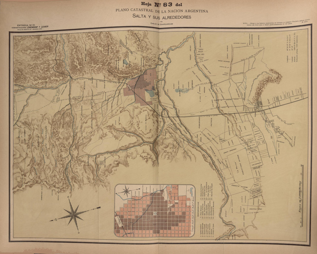 Plano Catastral De La Nacion Hoja No. 63 from República Argentina 1905 by Relic Map Company