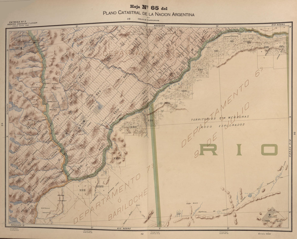 Plano Catastral De La Nacion Hoja No. 65 from República Argentina 1905 by Relic Map Company