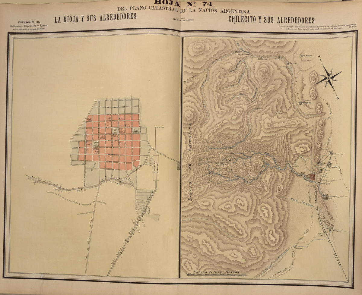 Plano Catastral De La Nacion Hoja No. 74 from República Argentina 1905 by Relic Map Company
