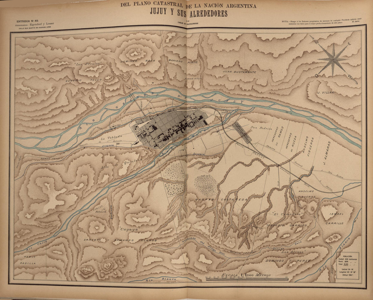 Plano Catastral De La Nacion Hoja No. 75 from República Argentina 1905 by Relic Map Company