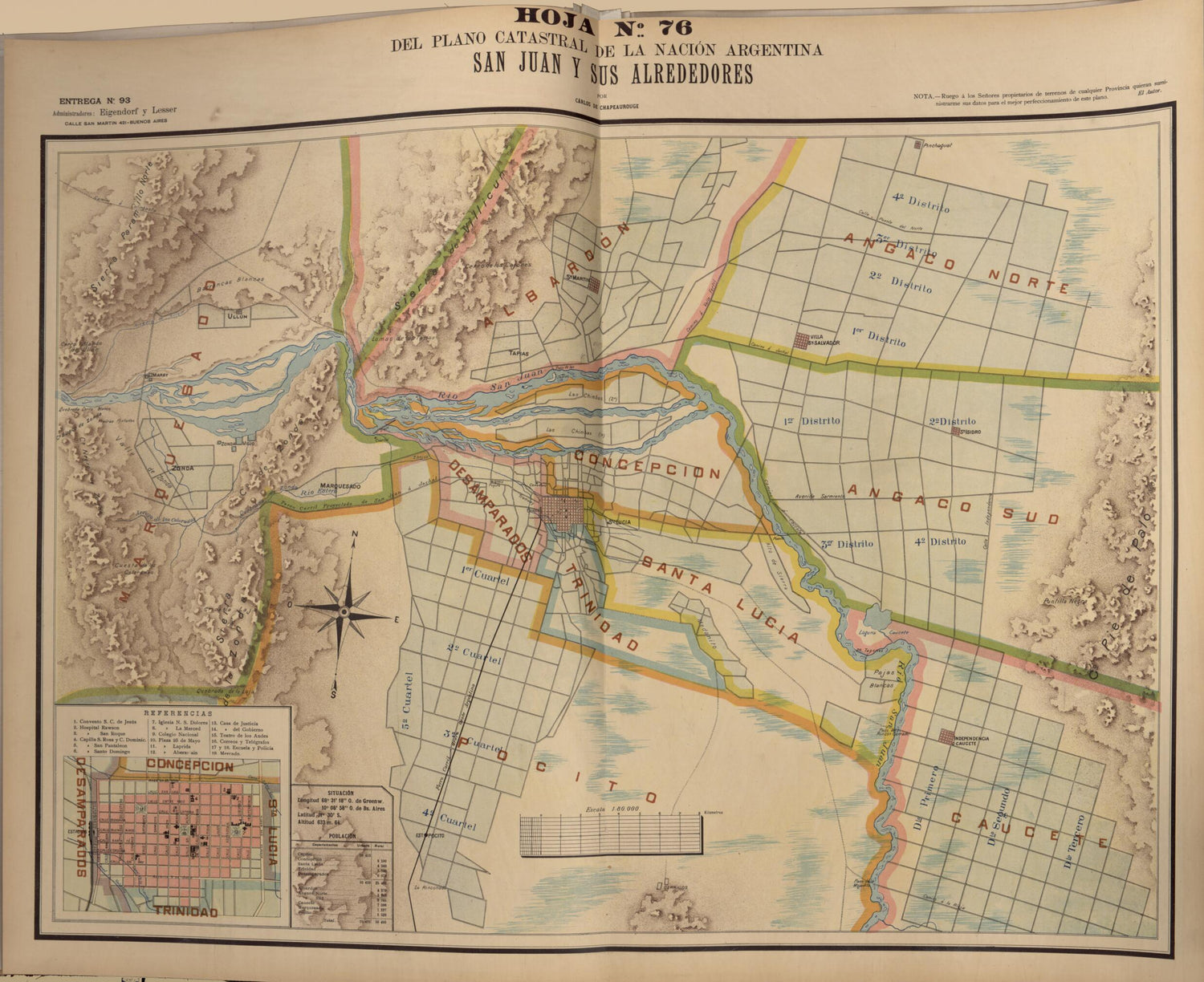 This old map of Plano Catastral De La Nacion Hoja No. 76 from República Argentina from 1905 was created by Carlos De Chapeaurouge in 1905