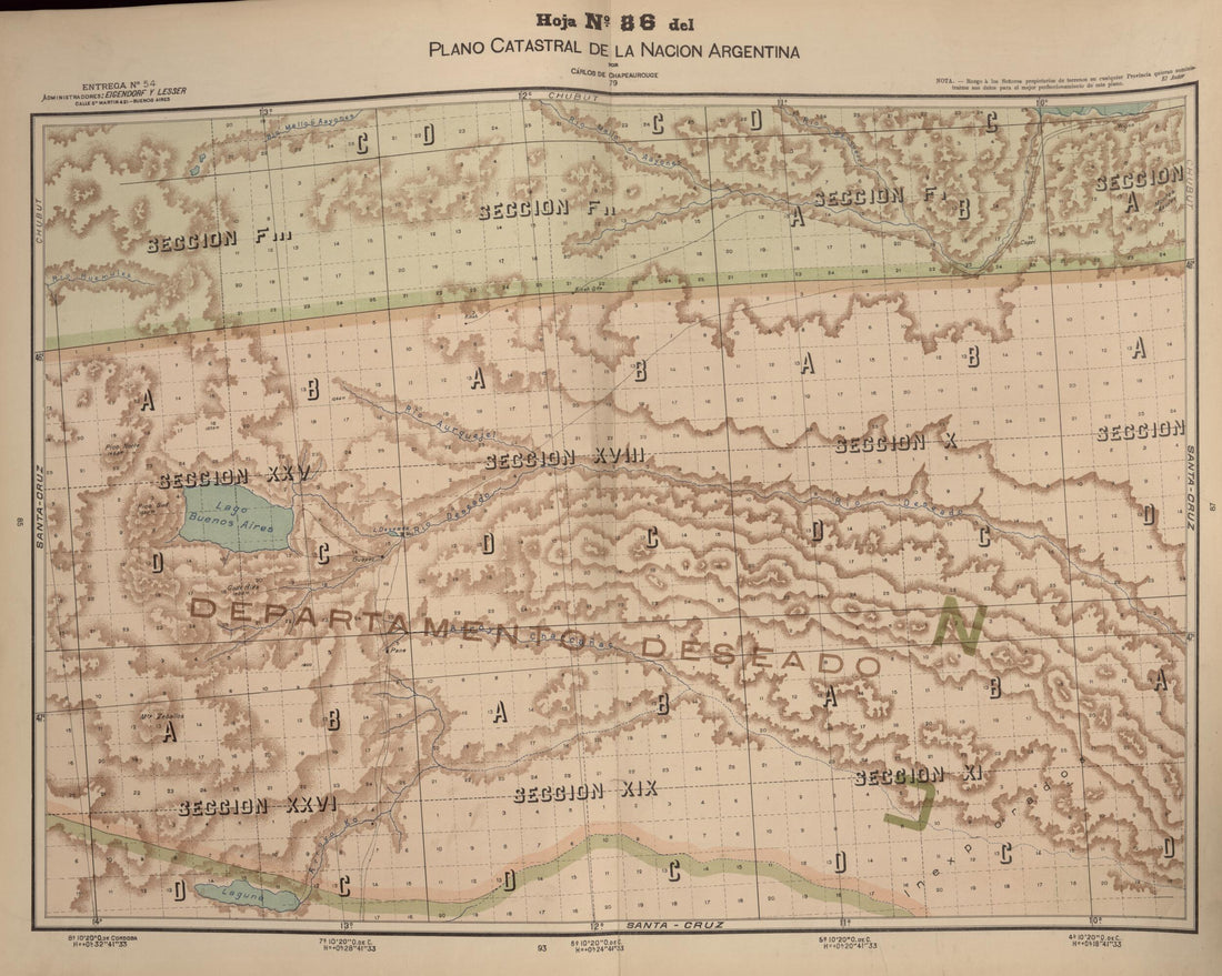 This old map of Plano Catastral De La Nacion Hoja No. 86 from República Argentina from 1905 was created by Carlos De Chapeaurouge in 1905