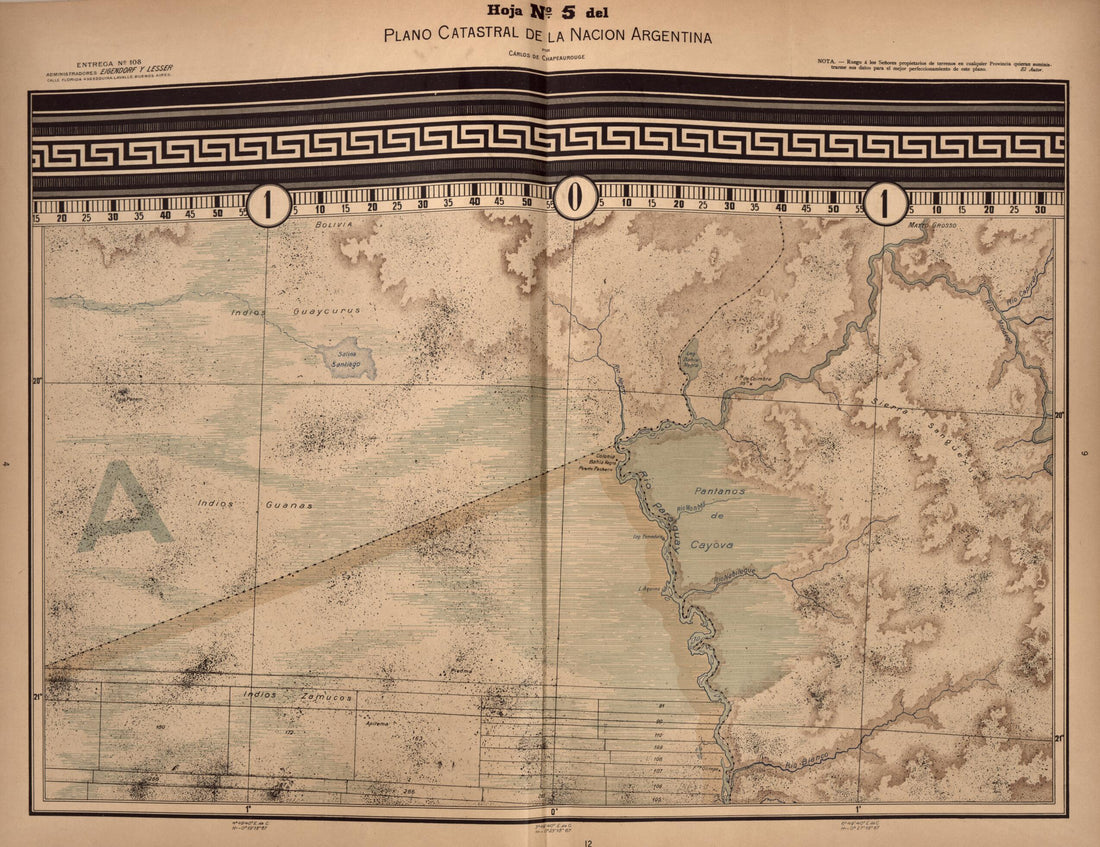 This old map of Plano Catastral De La Nacion Hoja No. 5 from República Argentina from 1905 was created by Carlos De Chapeaurouge in 1905