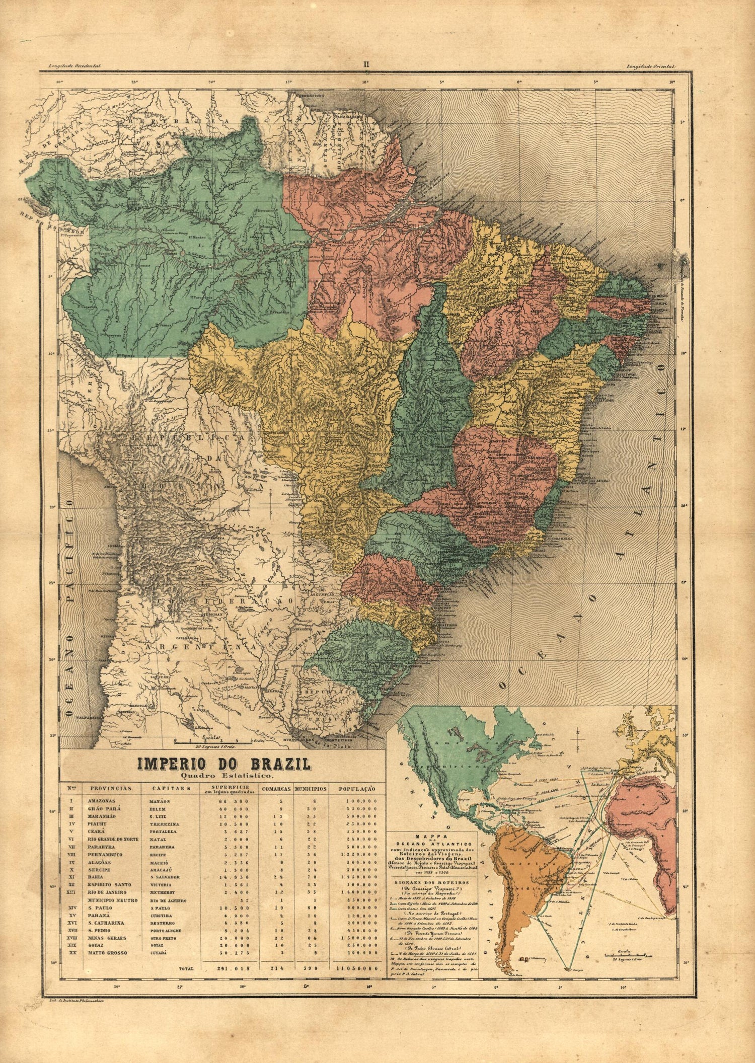 This old map of Imperio Do Brazil from Atlas Do Imperio Do Brazil from 1868 was created by Cândido Mendes in 1868