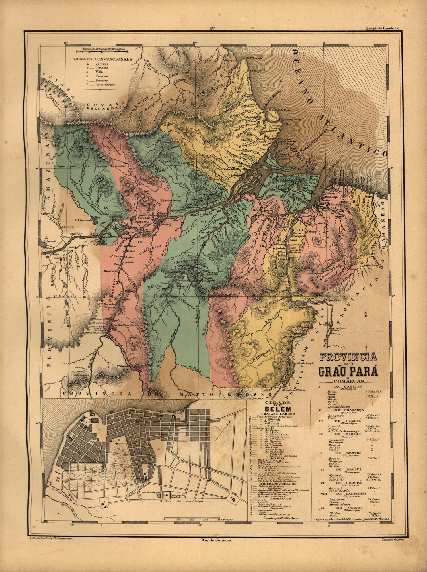 This old map of Provincia Do Grao Para from Atlas Do Imperio Do Brazil from 1868 was created by Cândido Mendes in 1868